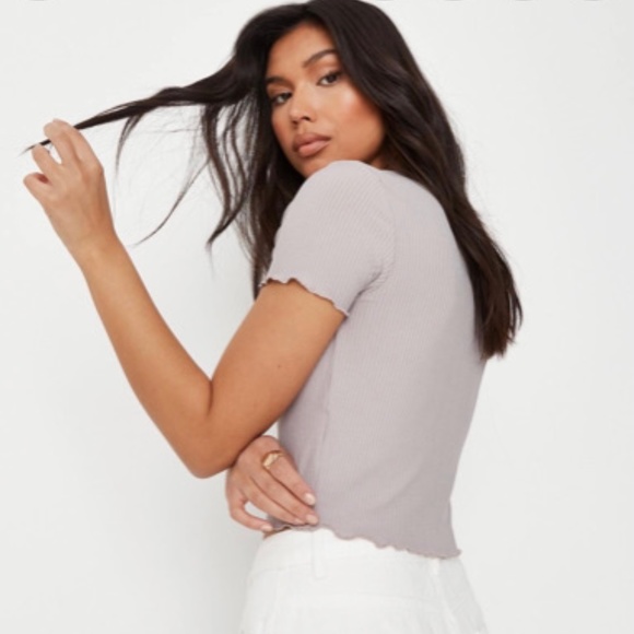Missguided - Petite Gray crew-neck Crop Top - Picture 5 of 10